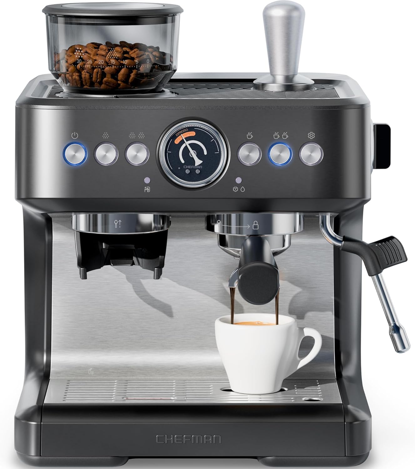 Chefman Crema Deluxe Espresso Machine - Stainless Steel