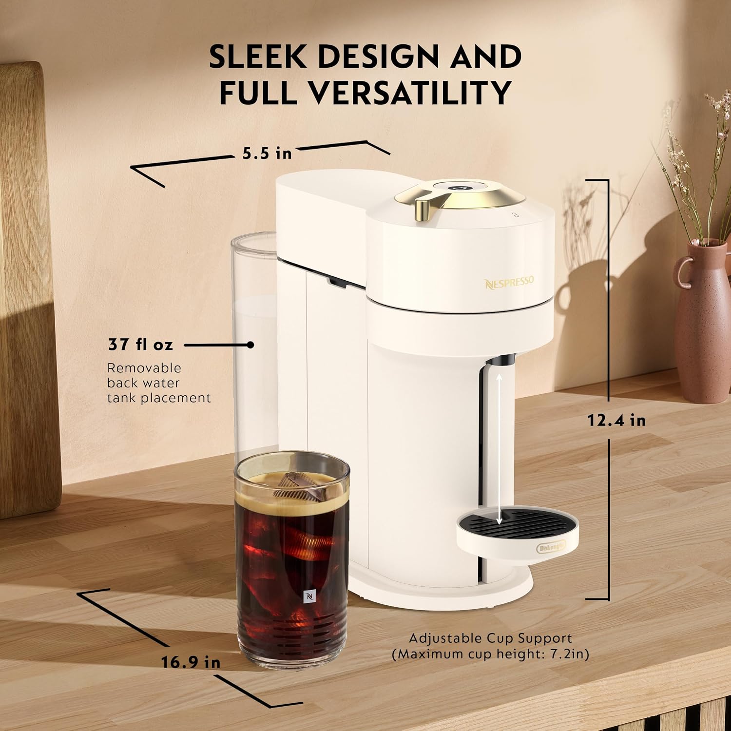 Nespresso Vertuo Next Coffee and Espresso Maker - Creamy White and Gold