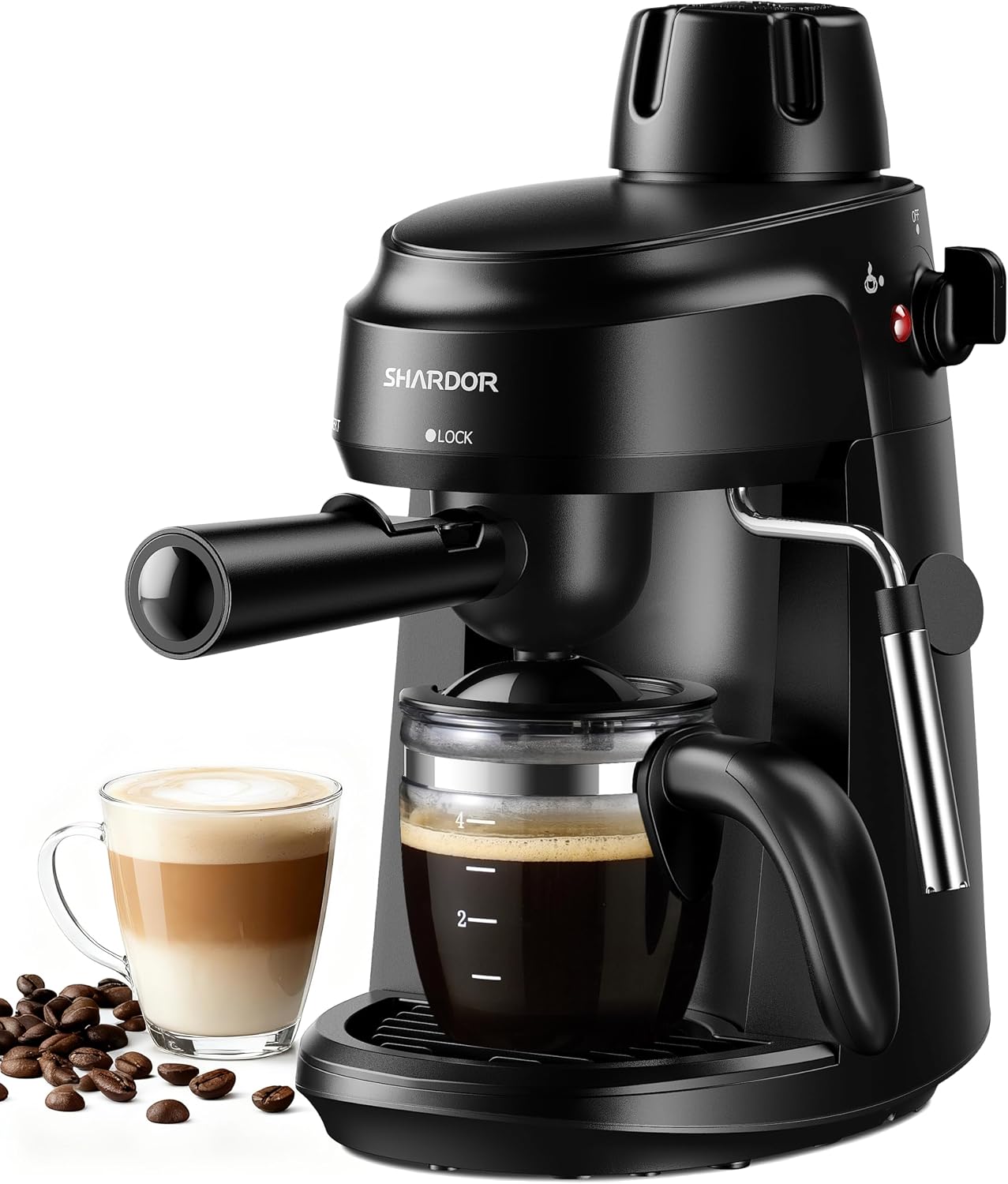 SHARDOR Espresso Machine with Milk Frother - Black